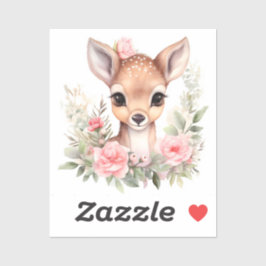 Adesivo Cerf fleurs aquarelle sublimation