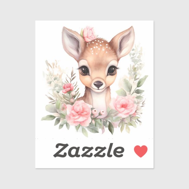 Adesivo Cerf fleurs aquarelle sublimation (Folha)