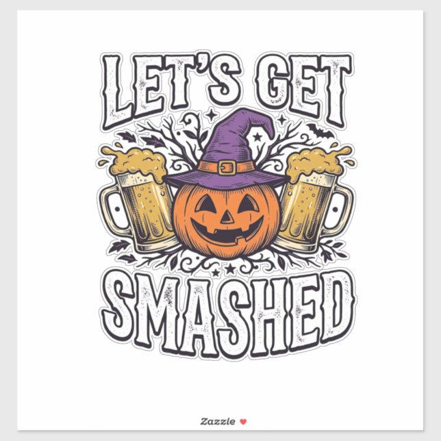 Adesivo Cerveja de Abóbora Halloween Let's Get Smashed (Folha)