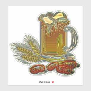 Adesivo Cerveja e pretzels em metal