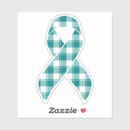 Adesivo Cervical Cancer Awareness Plaid Teal Ribbon