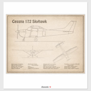 Adesivo Cessna 172 Skyhawk - Planos de avião Blueprint SD