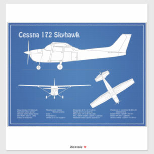 Adesivo Cessna 172 Skyhawk - Planos de Blueprint de avião 