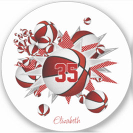 Adesivo cesto vermelho estrelas moças número de jersey