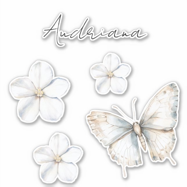 Adesivo Chá de Bebê Borboleta Azul Branco Bonito (Frente)