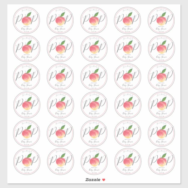 Adesivo Chá de fraldas De Pêssego Doce De 2" Redondos (Folha)