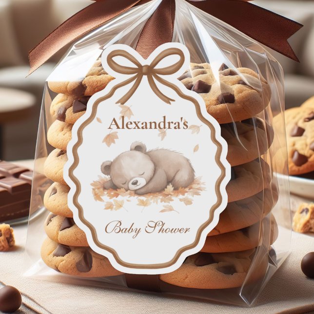 Adesivo Chá de fraldas de Woodland Gingham Neutral (Criador carregado)