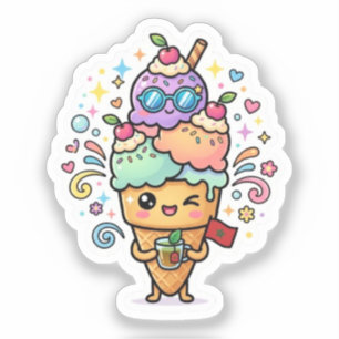 Adesivo Chá de Hortelã Gelado de Verão Marroquino Kawaii F