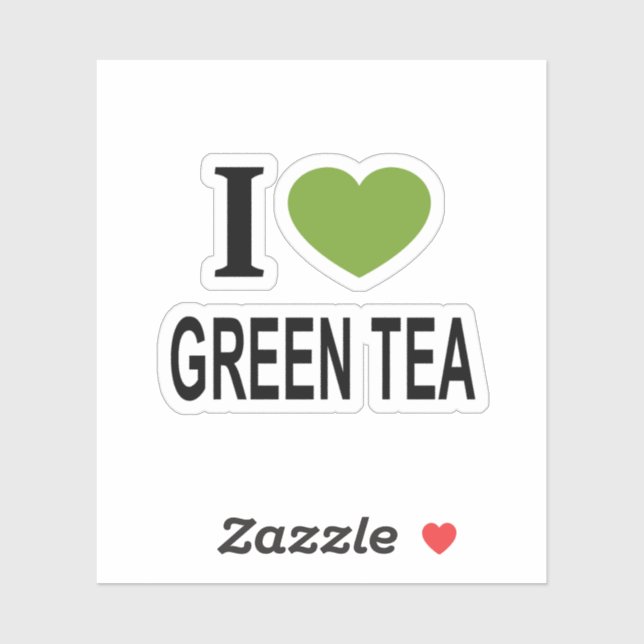 Adesivo ❤️ CHÁ VERDE COM coração verde EU AMO Vinil VERDE (Folha)