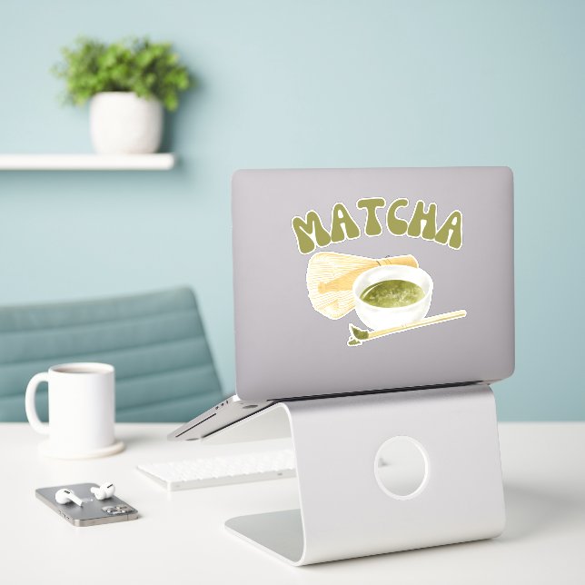Adesivo Chá verde de Matcha, matcha (Laptop na mesa)