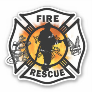 Adesivo Chamas de Emergência contra Fogo de Bombeiro