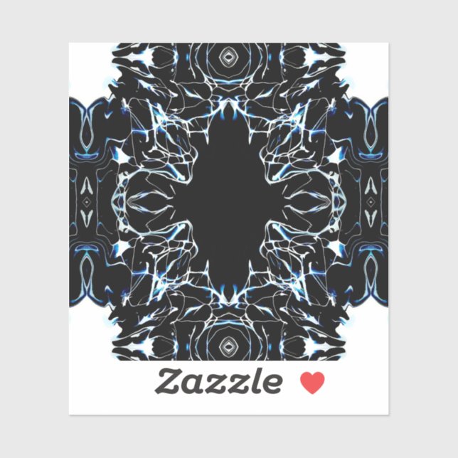 Adesivo Chaotic Abstract Blue on Black and White Fluid Art (Folha)