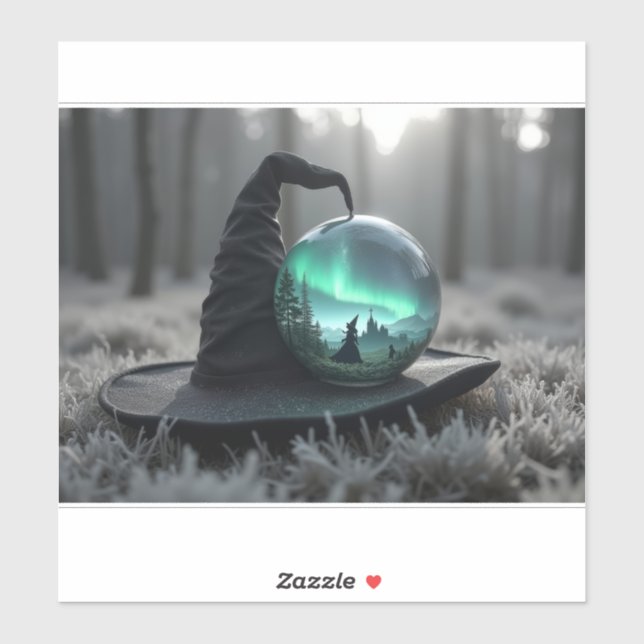 Adesivo Chapéu de bruxas e bola de cristal (Folha)