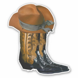 Adesivo Chapéu de Cowboy Brown e Arte Ocidental para Boots