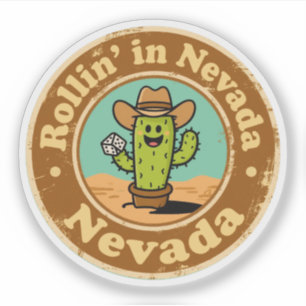 Adesivo Chapéu de Cowboy de Dados de Cacto Vintage Nevada 