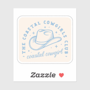 Adesivo Chapéu de cowgirl costeira estética azul praia
