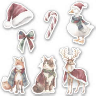 Adesivo Chapéu de Natal Vermelho Branco Doce Animais Natal