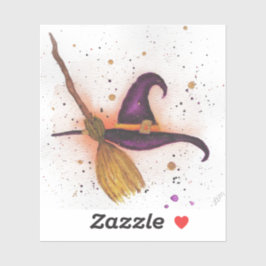 Adesivo Chapéu e vassoura da bruxa do Halloween