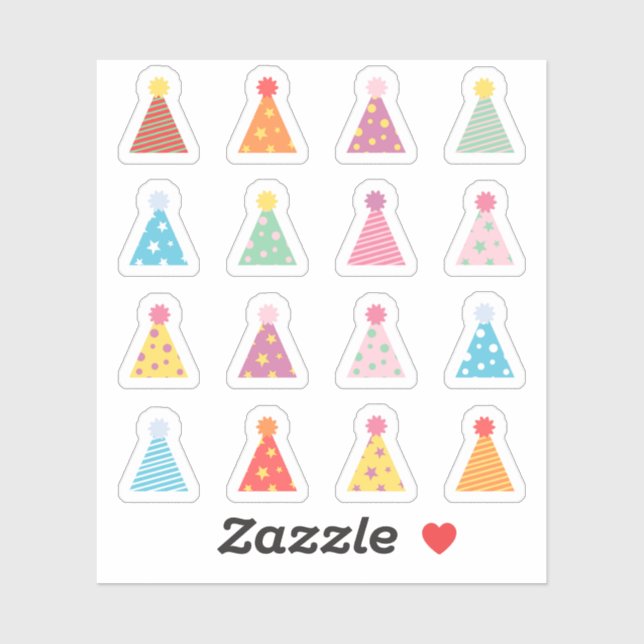 Adesivo Chapéus de Festa de Aniversário Lembrete de Bday B (Folha)