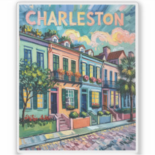 Adesivo Charleston Rainbow Row Colorida Van Gogh Viagem