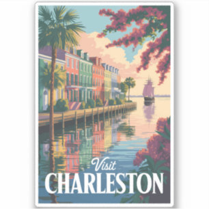 Adesivo Charleston South Carolina Waterfront Illustration