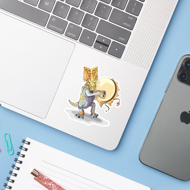 Adesivo Chasmosaurus Dançando Um Ritual Shaman (Notebook com iPhone)