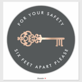 Adesivo Chave Vintage | Marcador de piso com Distância Soc