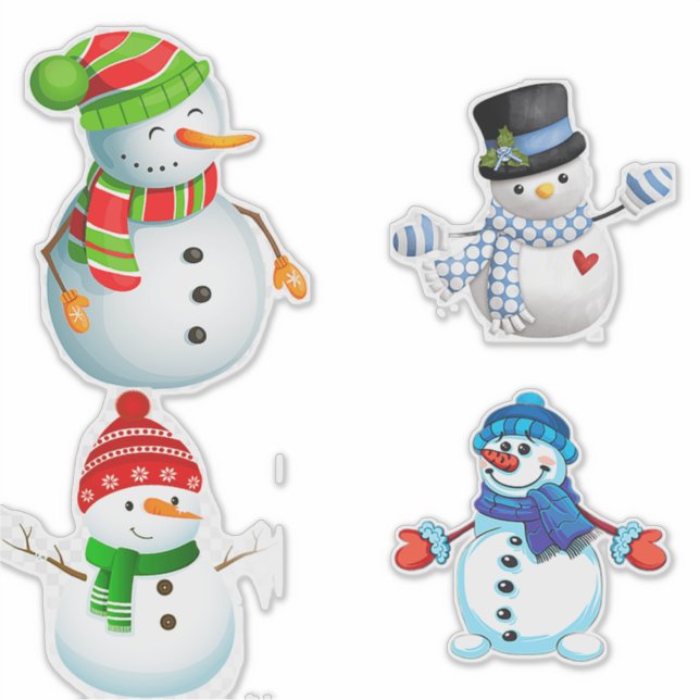 Adesivo Cheerful Winter Snowmen Collection (Frente)