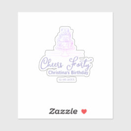 Adesivo Cheers forty happy birthday cake blue purple name 