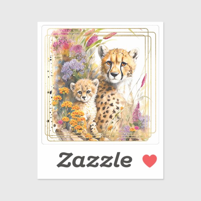 Adesivo Cheetah Baby e Mamãe Sticker (Folha)