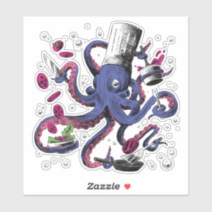 Adesivo Chef de Octopus Engraçado