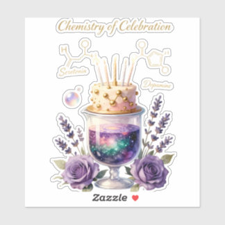 Adesivo Chemistry Birthday Celebration Flask and Floral Ca