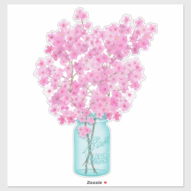 Adesivo Cherry Blossoms Twigs no Jar de Canning (Folha)