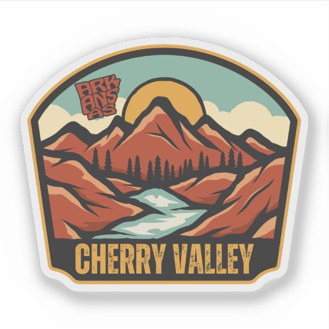 Adesivo Cherry Valley, Arkansas  (Frente)