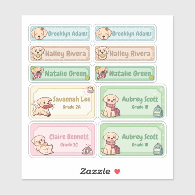 Adesivo Chibi Labrador Name Labels (Folha)