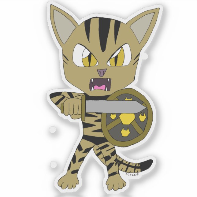 Adesivo Chibi Warrior Cat (Frente)