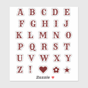 Adesivo Chic Burgundy Letters   Vinhetas alfabéticas monog
