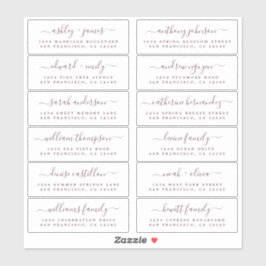 Adesivo Chic Burgundy Script Wedding Guest Address Labels