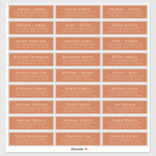Adesivo Chic Burnt Orange Wedding Guest Address Labels