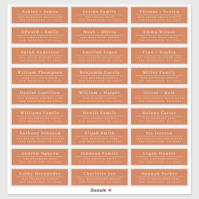 Adesivo Chic Burnt Orange Wedding Guest Address Labels (Folha)