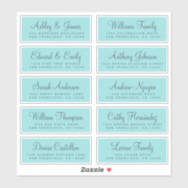 Adesivo Chic Calliografia Blue Wedding Guest Address Label