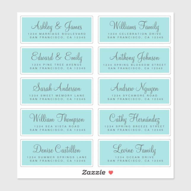 Adesivo Chic Calliografia Blue Wedding Guest Address Label (Folha)
