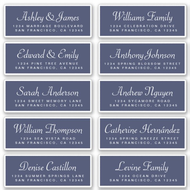 Adesivo Chic Calliografia Dark Blue Guest Labels (Frente)