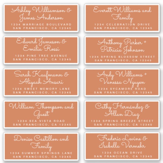 Adesivo Chic Calliographic Orange Guest Labels (Frente)