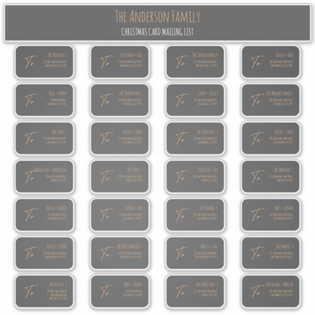 Adesivo Chic Elegant Grey Christmas Card Mailing Label Set (Frente)