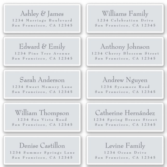 Adesivo Chic Typografia Blue Wedding Guest Address Labels (Frente)