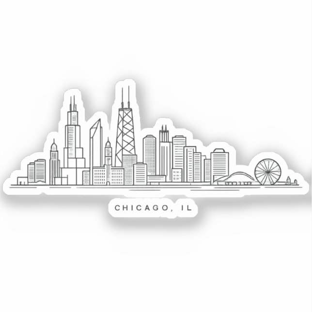 Adesivo Chicago IL Cityscape Illustration (Frente)