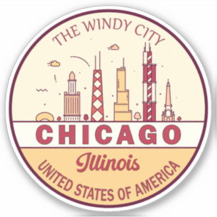 Adesivo Chicago Illinois City Skyline Emblem
