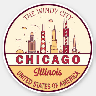 Adesivo Chicago Illinois City Skyline Emblem