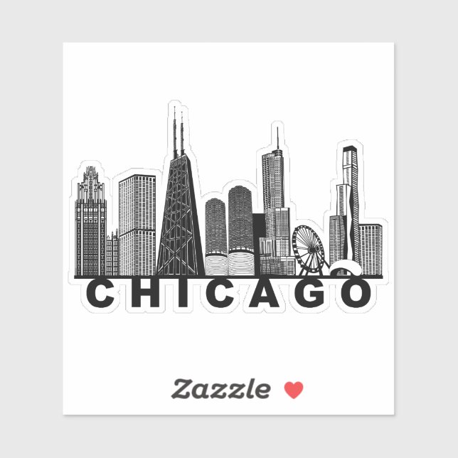 Adesivo Chicago Skyline Silhouette (Folha)